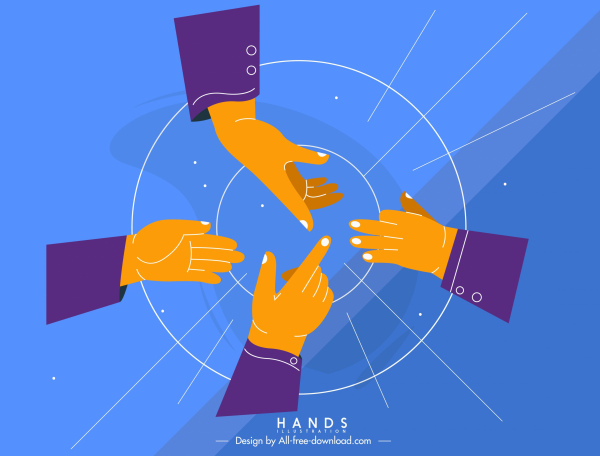 Teamwork Hintergrund kommuniziert Hände Skizze