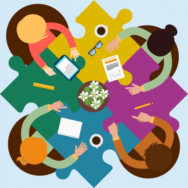 Teamwork Konzept Hintergrund Puzzle Gelenke arbeiten menschliche Symbole