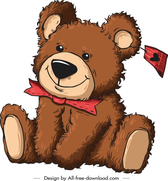 boneka beruang hadiah ikon kartun lucu sketsa
