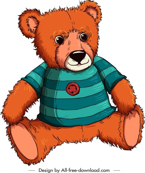 urso de pelúcia modelo estilizado esboço dos desenhos animados