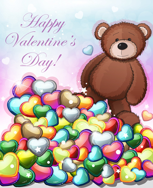 boneka beruang Valentine kartu vektor