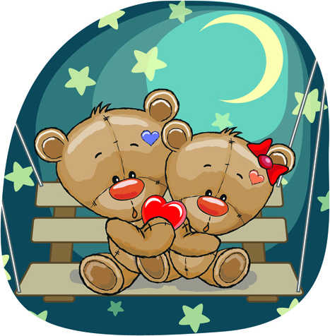 Teddybär mit roten Herzen Vektor-Karten