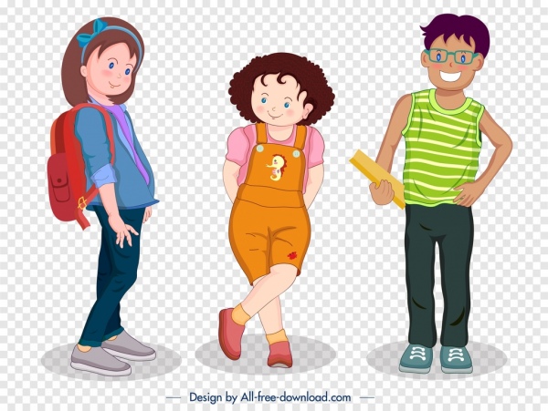 remaja ikon berwarna karakter kartun desain modern