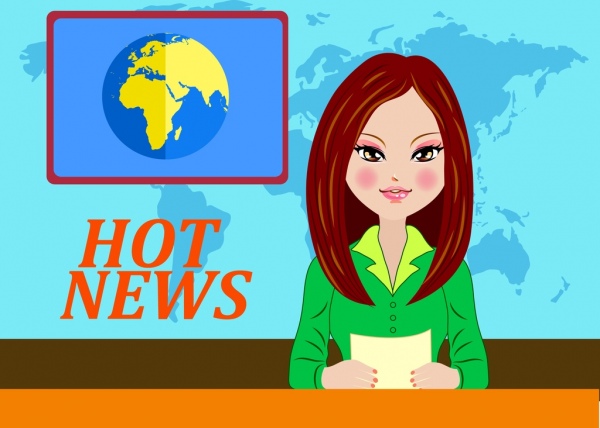 Television News reporter icono Fondo de dibujos animados de colores