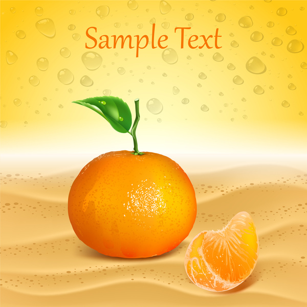 vektor template dengan latar belakang jeruk segar