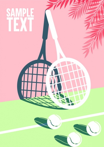 l'ombre de raquette de tennis ballon fond icônes dessin 3d