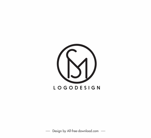 văn bản logo mẫu vòng tròn cô lập màu đen trắng trang trí