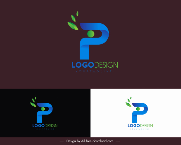văn bản logo hiện đại màu thiết kế lá trang trí