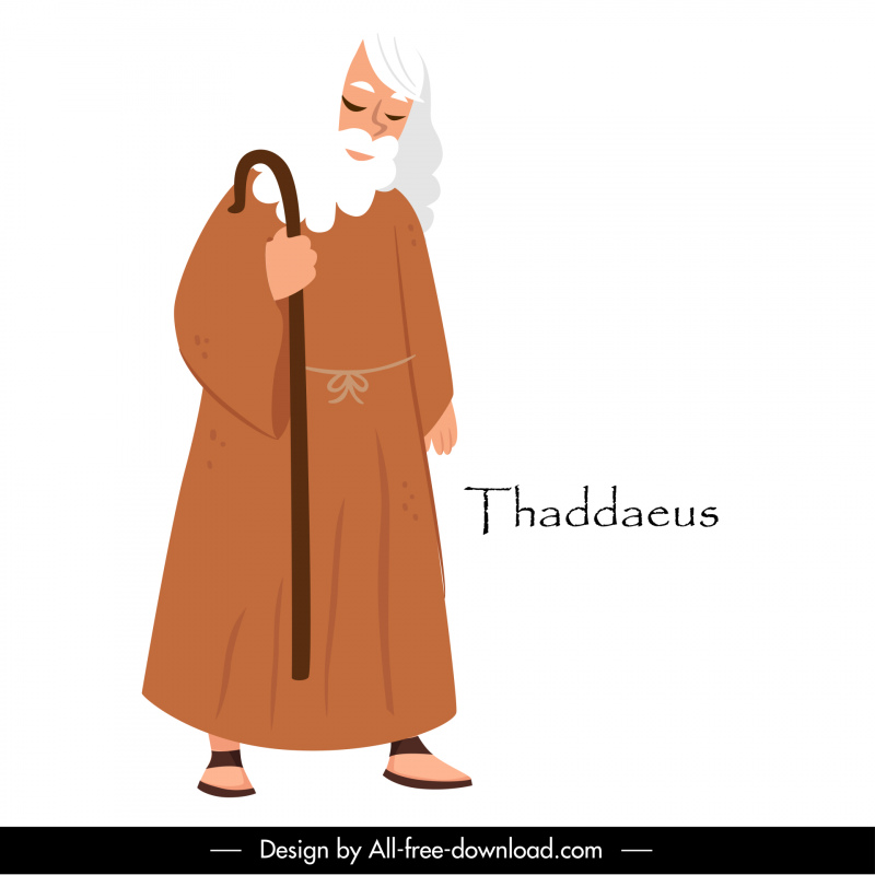 타데우스 사도 기독교 아이콘 빈티지 만화 캐릭터 디자인
