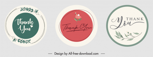 tarjeta de agradecimiento elemento de decoración círculo pegatina diseño botánico