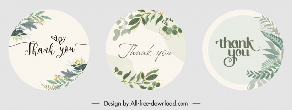 gracias tarjeta etiquetas plantillas elegante círculo hojas decoración