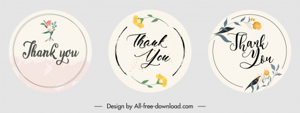 terima kasih template stiker dekorasi botani klasik yang elegan