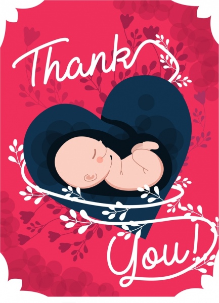 Cám ơn banner trái tim tử cung em bé Hoa biểu tượng trang trí