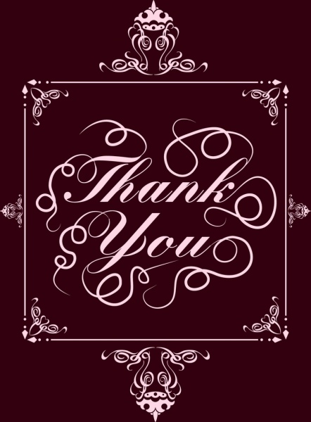 Las gracias a Banner Violet clasica decoracion diseño caligráfico curvo