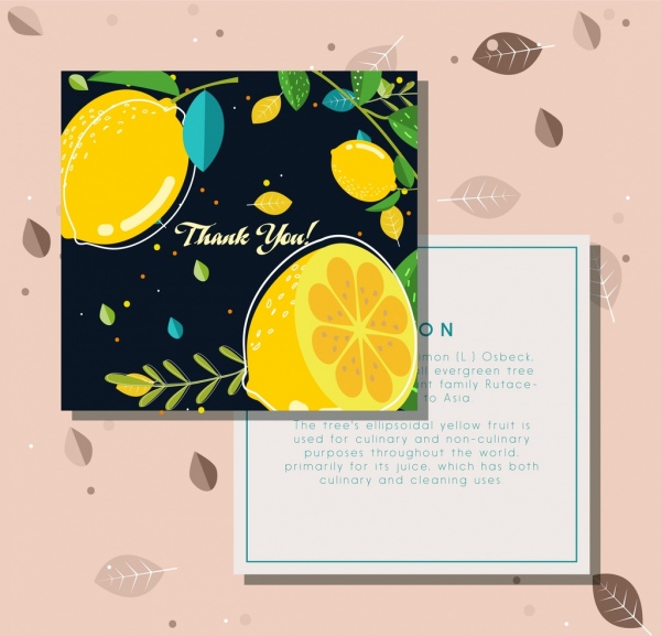 Поблагодарив открытка лимона фрукты украшения