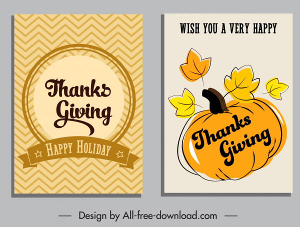 Thanksgiving Card Templates Simple Retro Ribbon Pumpkin Decor