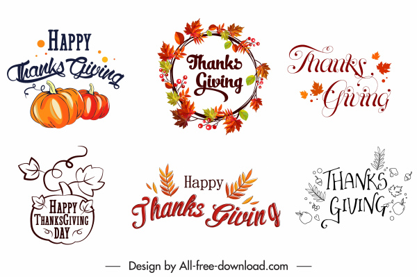 Elemen dekoratif Thanksgiving Karangan bunga kaligrafi daun labu sketsa