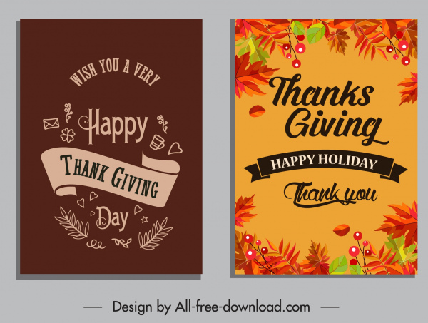 благодарения плакат шаблоны Листья тёмно цветные ленты декор