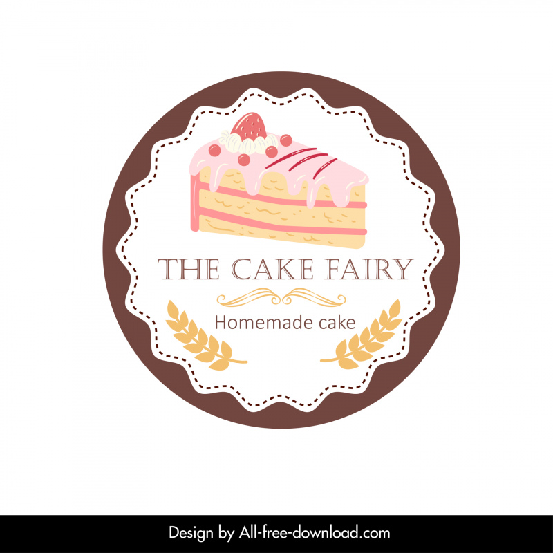 ケーキの妖精のロゴテンプレートエレガントなフラットクラシック対称円のデザイン