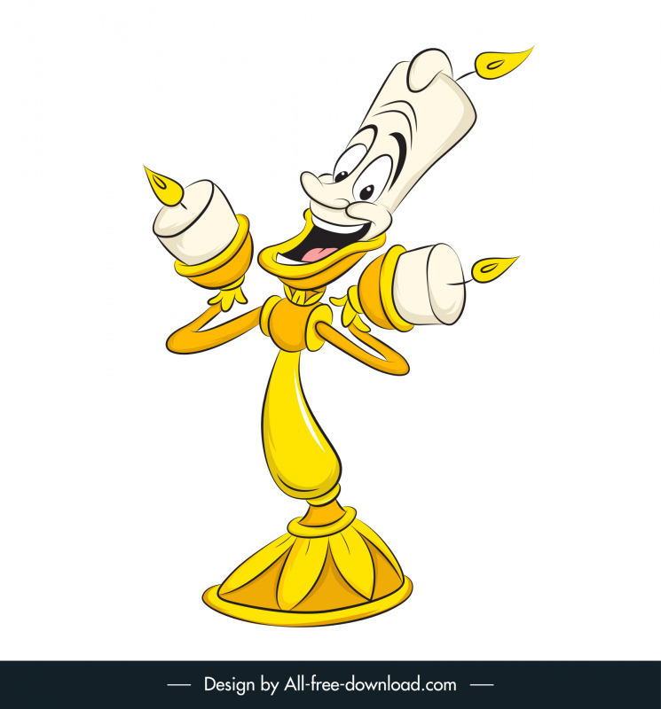 a lâmpada lumiere em A bela e a fera 1991 ícone engraçado estilizado desenho animado personagem esboço