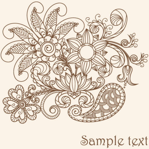 The Line Of Draft Of Exquisite Floral Vector