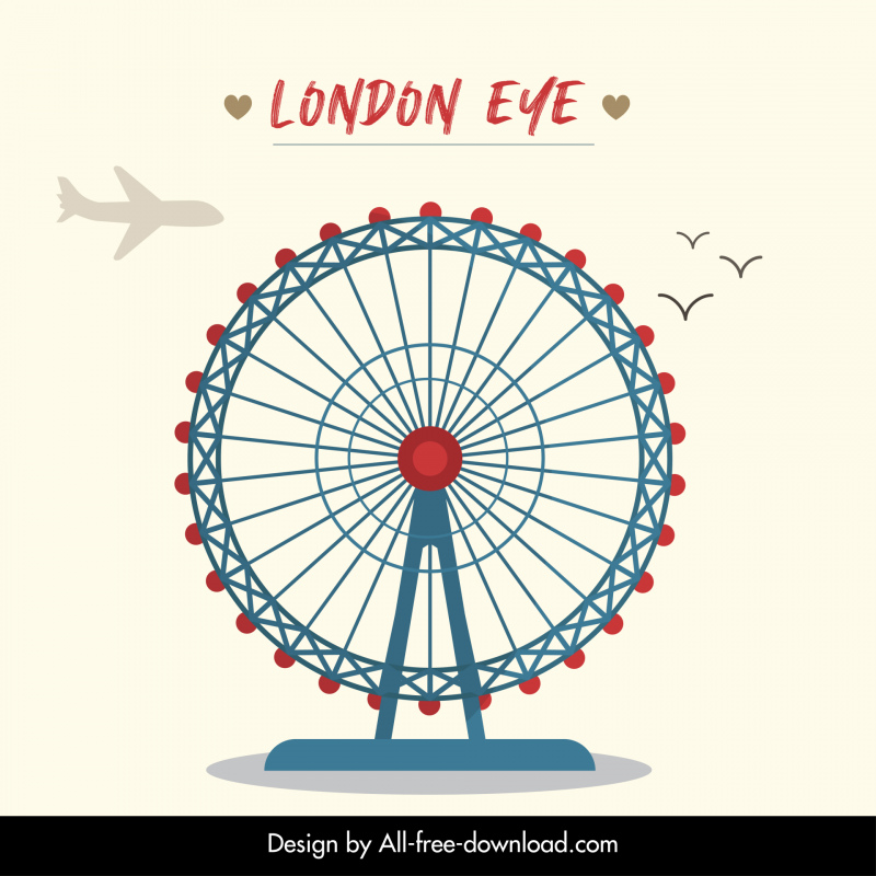 spanduk iklan London Eye Flat Classical Sketch