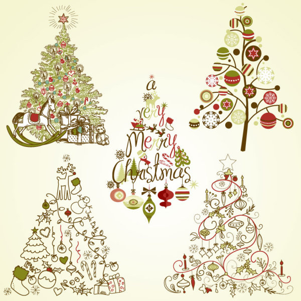 sıradışı Noel ağacı tasarlamak vektör