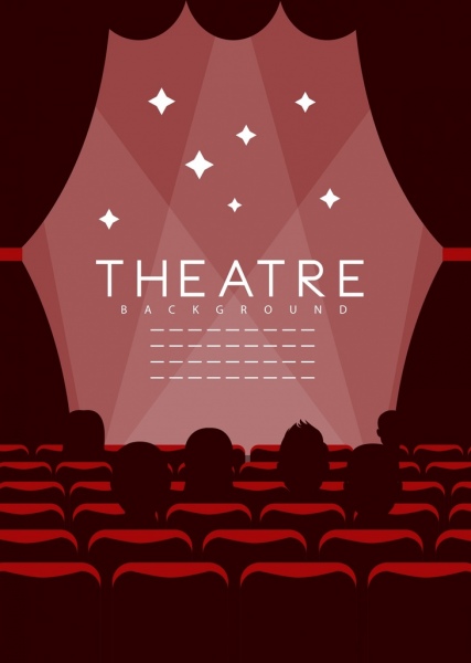 teatro pubblico tende sfondo oscuro disegno icone