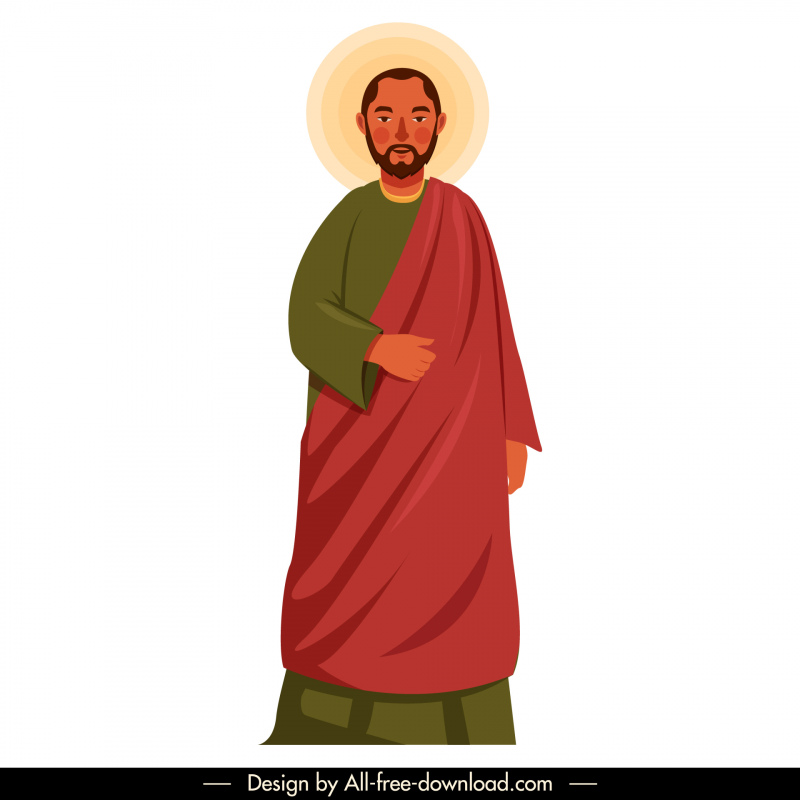 토마스 기독교 사도 아이콘 빈티지 만화 캐릭터 디자인