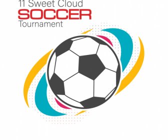 11 甘い雲のサッカートーナメントの背景カラフルな曲線ボールフラットスケッチ