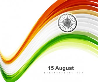 カラフルなベクトルの 8 月のインドの旗波模様の 15 日
