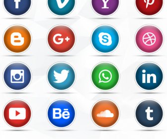 16 Sosial Icon Set Vektor Gratis Download