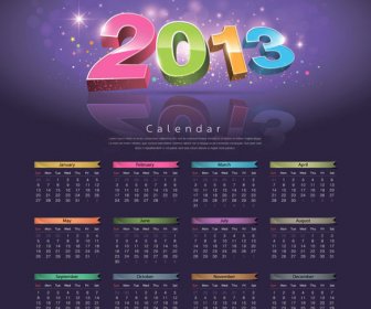 Collezione 2013 Calendario Creativo Disegno Vettoriale