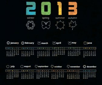 Collezione 2013 Calendario Creativo Disegno Vettoriale