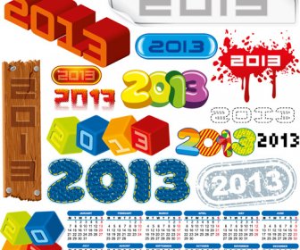 2013 Desain Elemen And13 Kalender Vektor