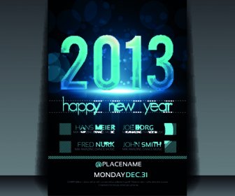 2013 Happy New Year Flyer Cover Vector Set