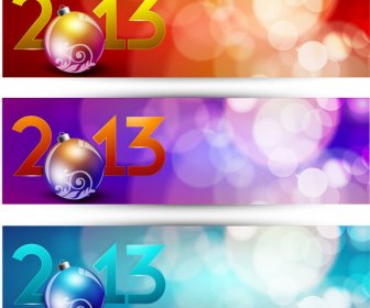 2013 Happy New Year Glossy Banner Vector