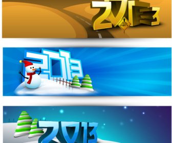 2013 Happy New Year Theme Banner Vector