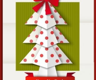 2014 Christmas And New Year Origami Greeting Card Vector