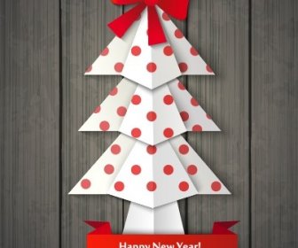 2014 Christmas And New Year Origami Greeting Card Vector