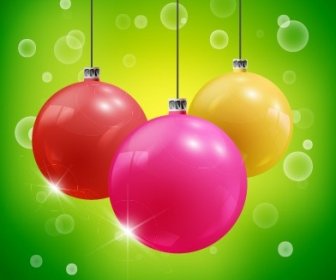 2014 Christmas Colored Baubles Design Vector
