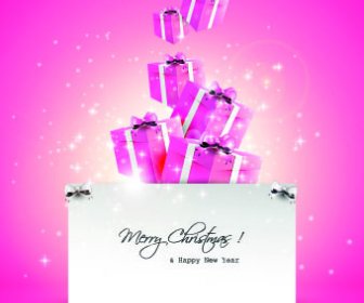 かわいい 2014年クリスマス ギフト カード ベクトル