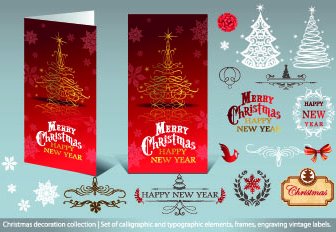 2014-Weihnachts-Dekoration Mit Typografischen Vektor Kalligrafische