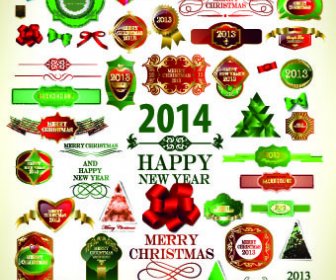 2014-Weihnachten-Etiketten Und Dekoration Kreative Vektor
