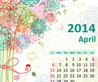 2014 Floral Kalender April Vektor