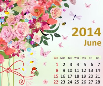 Vektor-2014 Floral Kalender Juni