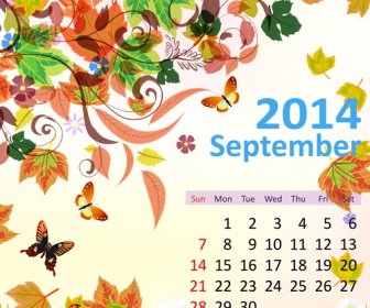 2014 Bunga Kalender September Vektor