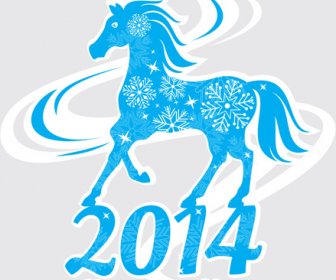 2014 Kuda Tahun Baru Desain Vecotr