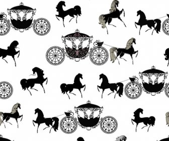 2014 Horses Seamless Patterns Vector