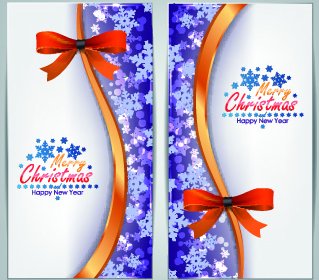 2014 Merry Christmas Bow Cards Design Vector Set